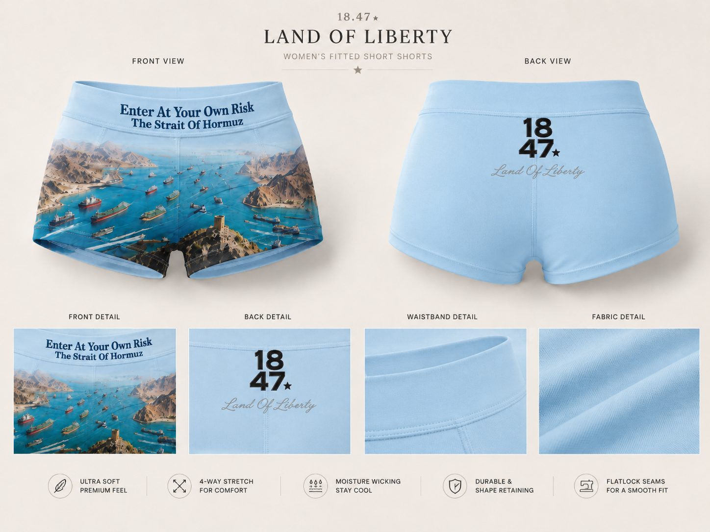 Baby Blue women's fitted short product board